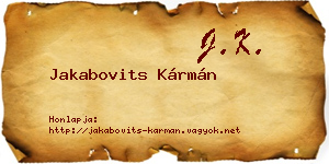 Jakabovits Kármán névjegykártya