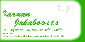 karman jakabovits business card